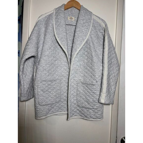 Marine Layer Coatigan Quilted Jacket Blazer Size XS Light Gray Loungewear Cozy - Picture 2 of 6